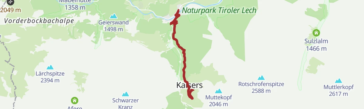 Route map: Ins Auszeitdorf Kaisers
